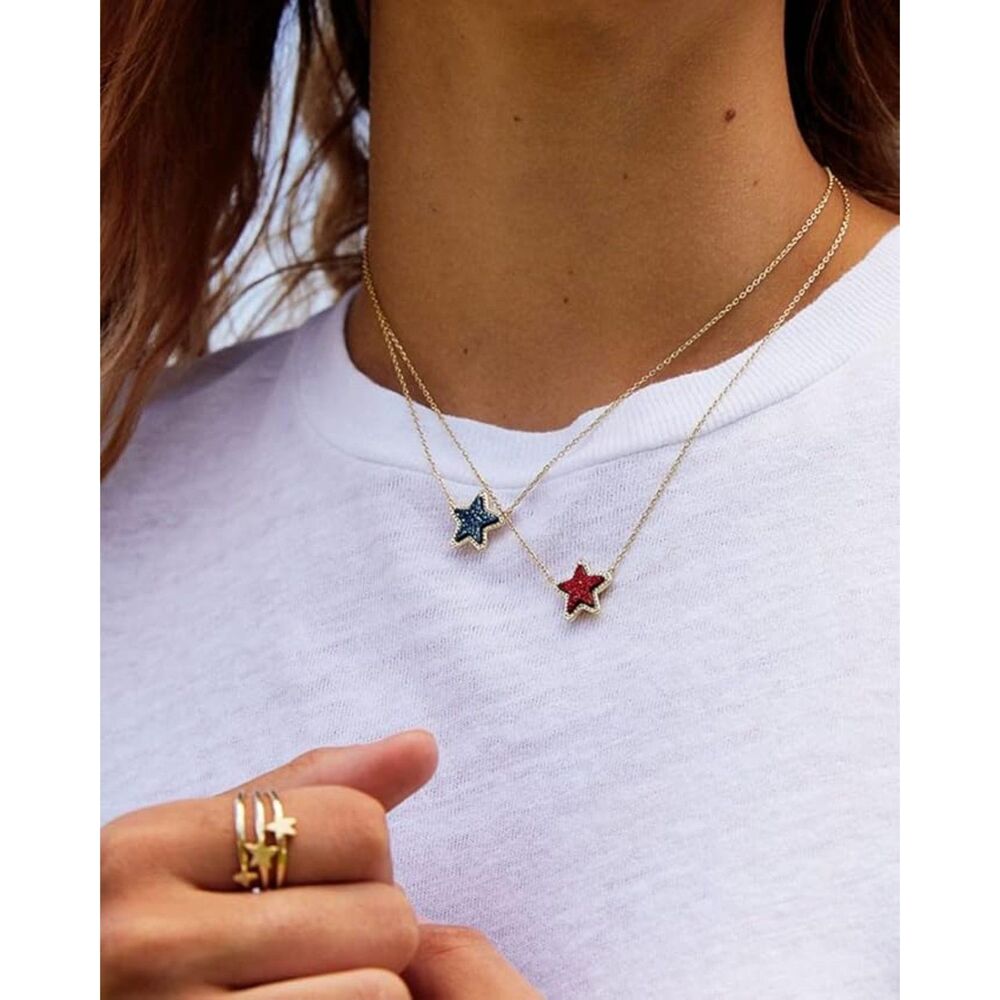 NWOT Kendra Scott Jae Star Blue Drusy Gold Pendant Necklace - Picture 16 of 16